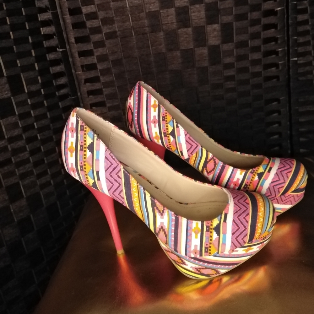 Colorful Bamboo platform stilettos - Picture 2 of 6